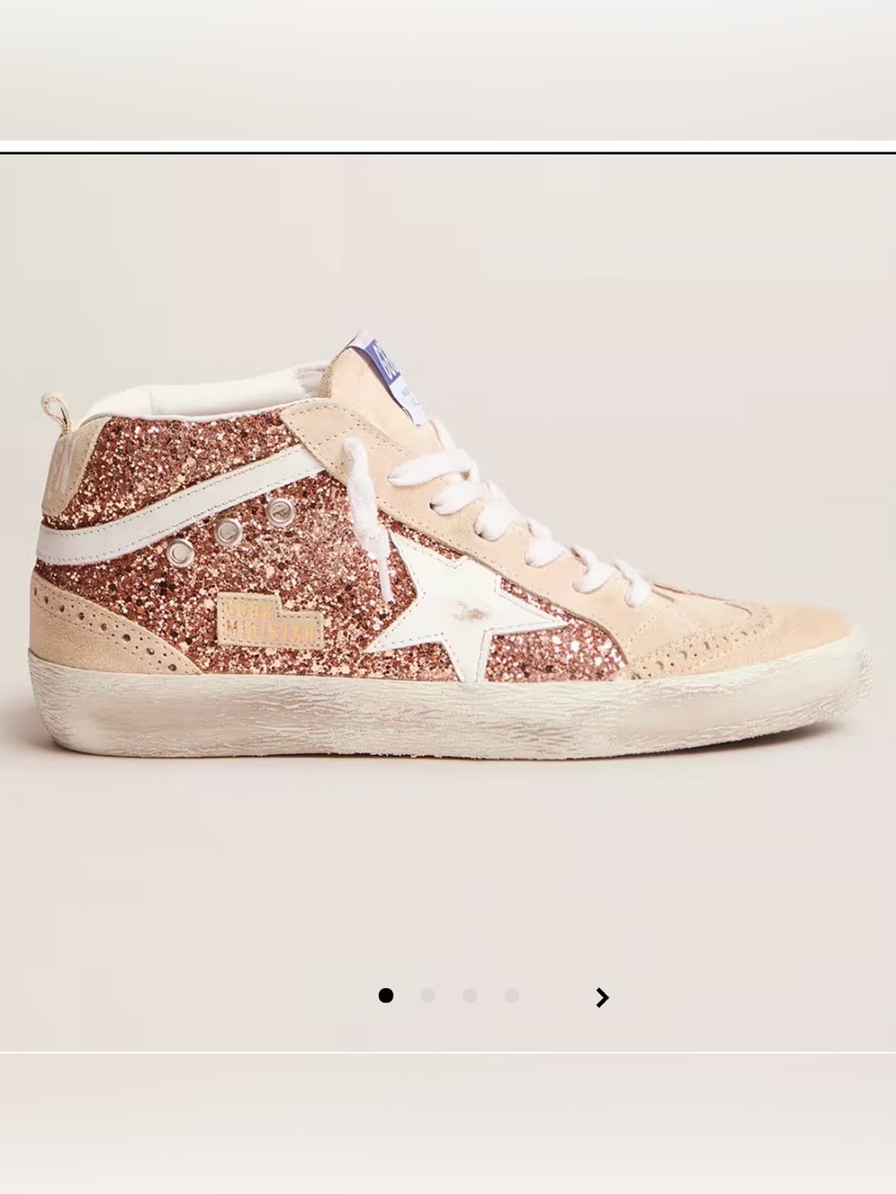 Glitter High-Top Sneaker with White Star - Rose Gold-LIKE NEW